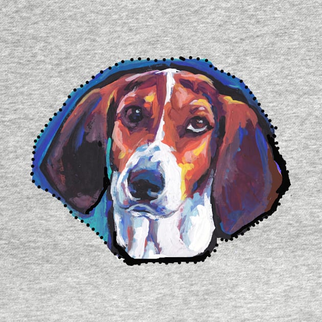 Treeing Walker COONHOUND Dog Bright colorful pop dog art by bentnotbroken11